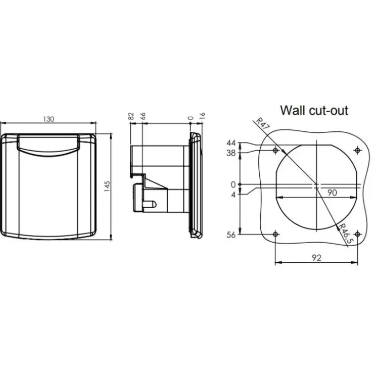 Best ABL Socle P17 à encastrer 132 x 145 mm