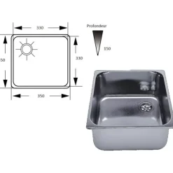 Can Evier carré inox | 360 x 360 mm
