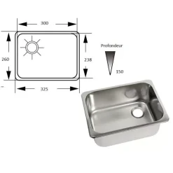 Outlet Can Evier rectangulaire inox | 260 x 325 mm