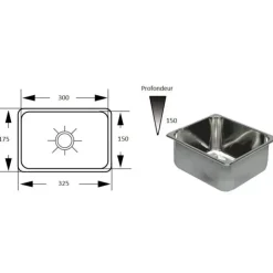 Best Can Evier rectangulaire inox | 175 x 325 mm