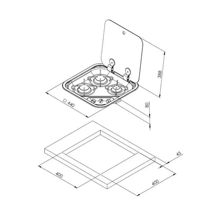 Best Can Réchaud 3 feux rectangle | FC1347