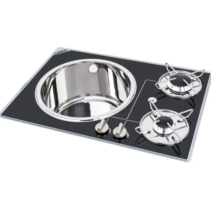 Clearance Carbest Combiné cristal 2 feux/évier rond