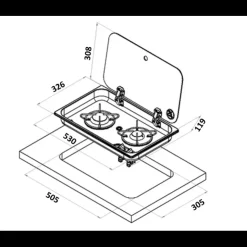 Hot Carbest Réchaud 2 feux  - 530 x 326 mm