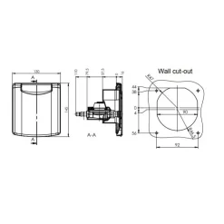 New ABL Coupelle d'entrée d'eau 130 x 145 mm