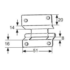 Best Decmo Charnière anglaise à déport 14 mm | 51 x 57 mm
