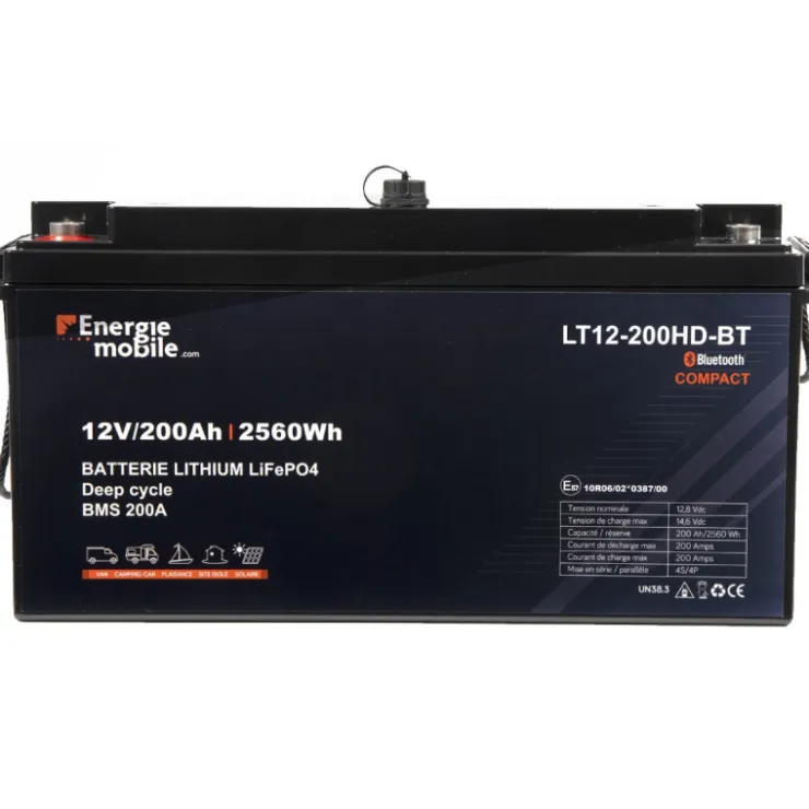 Discount Energie Mobile EM Batterie Lithium LT 12-200 Ah HD-BT | 2560 Wh