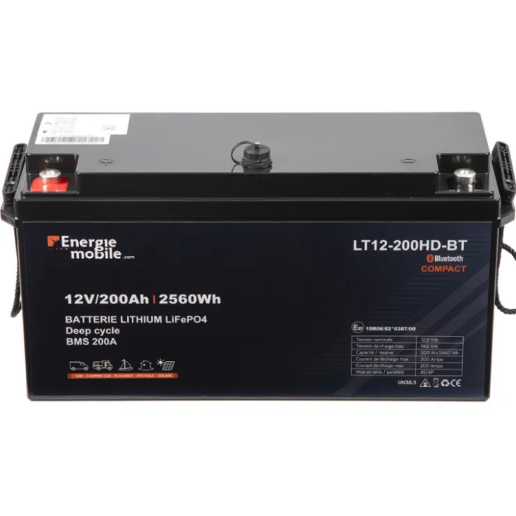 Discount Energie Mobile EM Batterie Lithium LT 12-200 Ah HD-BT | 2560 Wh