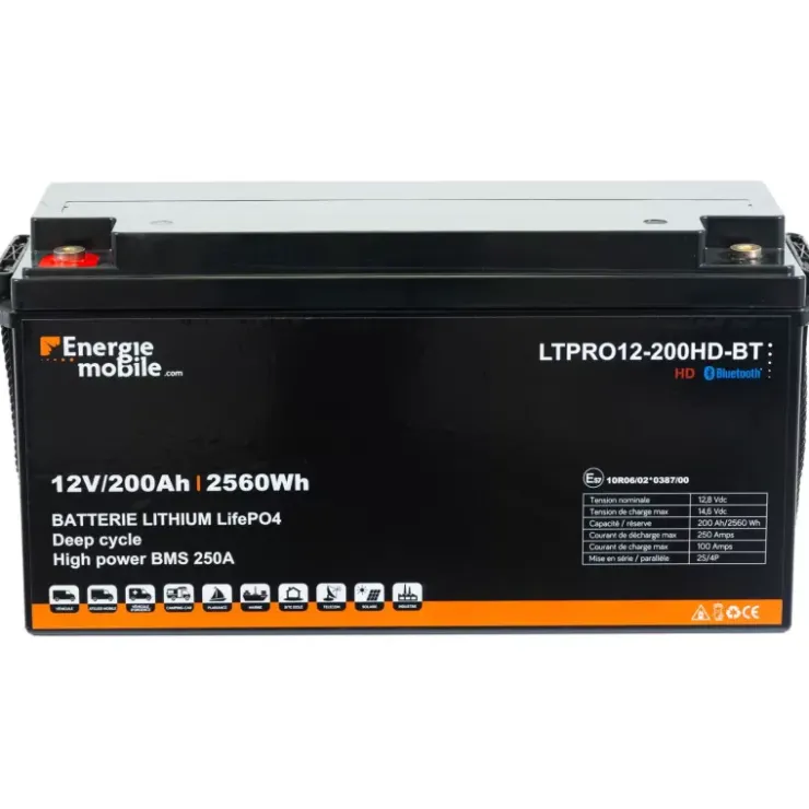 Online Energie Mobile EM Batterie Lithium LTPRO12-200 Ah HD-BT - 2560 Wh