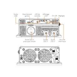New Energie Mobile EM Convertisseur sinusoïdal DC-AC | PS RT | 12 V | 3000 W