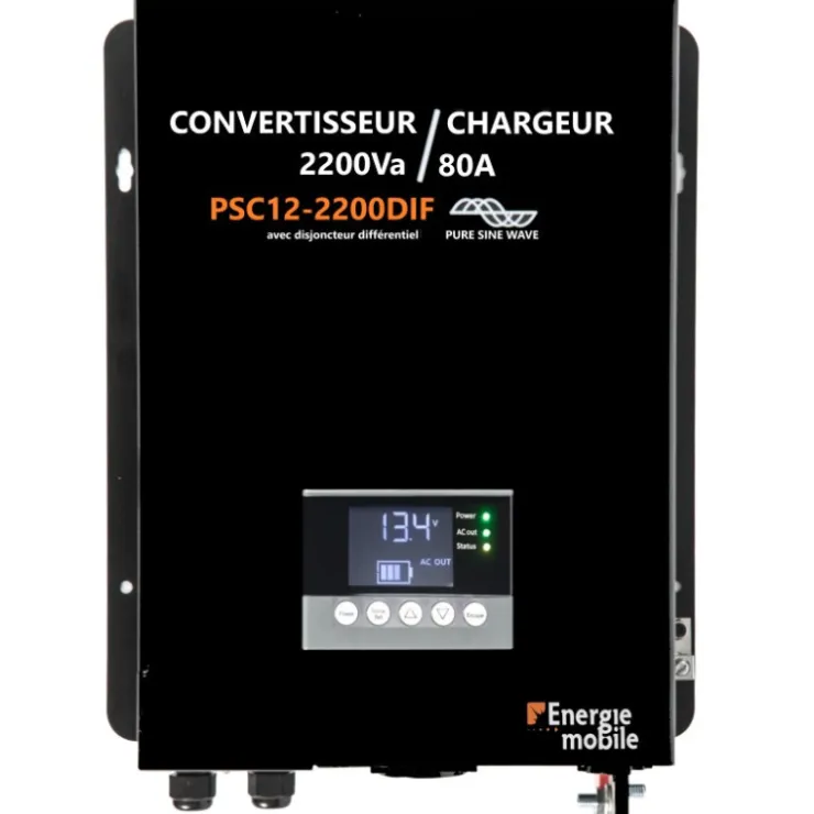 Discount Energie Mobile EM Convertisseur/Chargeur sinusoïdal DC-AC | PSC12-2200DIF