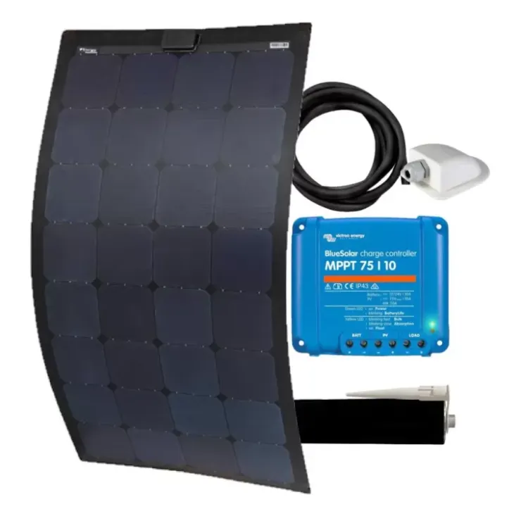 Outlet Energie Mobile - Victron Energy EM Kit solaire X-flex ETFE noir 116 W long - VICTRON Bluesolar MPPT 75/10