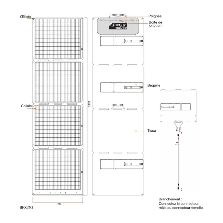 Sale Energie Mobile EM Panneau solaire pliable BFX-210