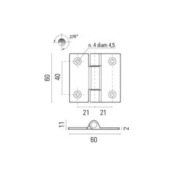 Foresti & Suardi FS Charnière laiton 60 x 60 x 2 mm
