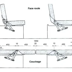 Gestek Ferrures de banquette 3 positions