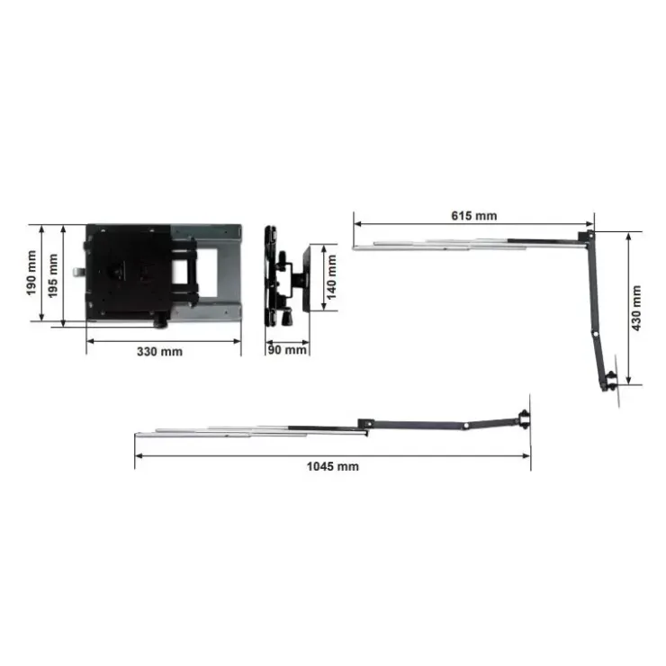 Gestek Support TV placard 180° bras long