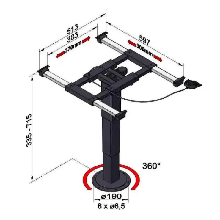 Hot Ilse Technik ILSE Pied de table 5946 A08