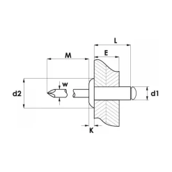 Marinox Rivet tête plate alu/acier | ø 4,8 mm