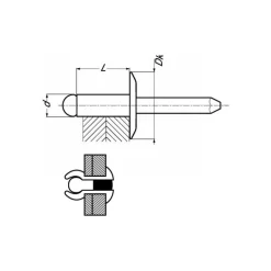 Marinox Rivet tête plate large alu/acier | ø 4 mm