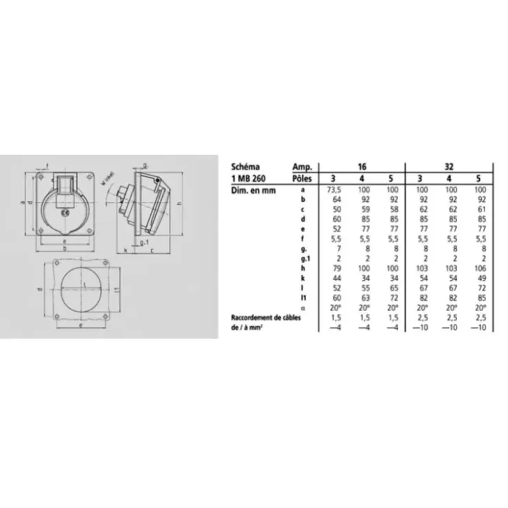 Online MENNEKES Socle Femelle P17 32A