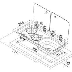 Online NavyLoad NAVY LOAD Combiné inox 2 feux | à couvercle | 726 x 346 mm