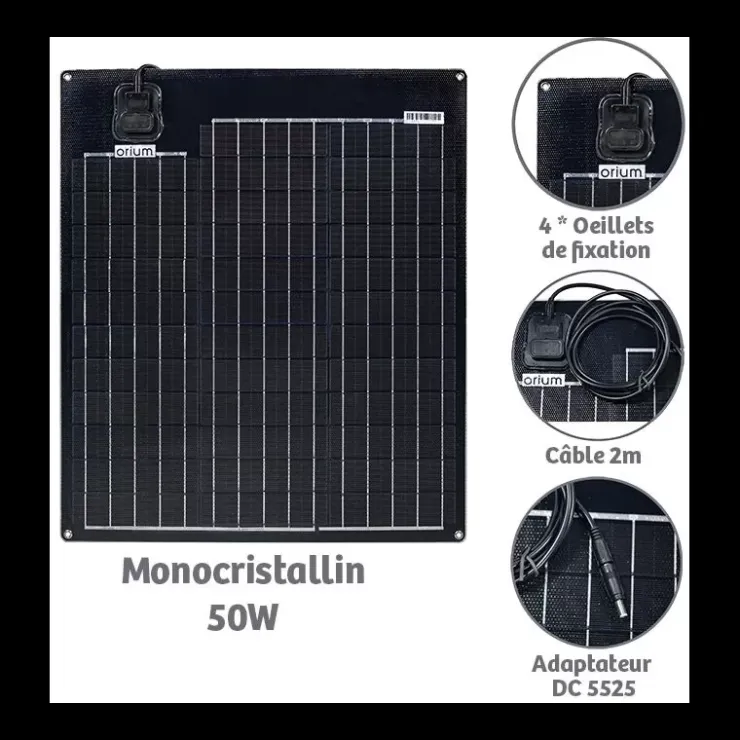 Hot Orium Panneau solaire Flexible 50 W