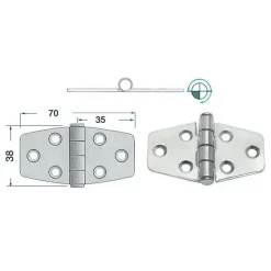 Sale Osculati Charnière inox 70 x 38 x 2 mm