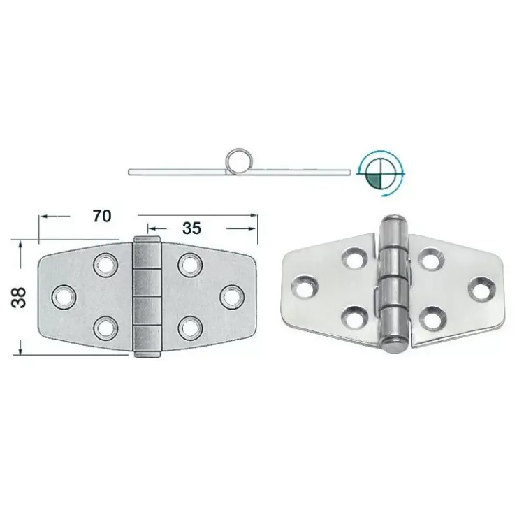 Sale Osculati Charnière inox 70 x 38 x 2 mm