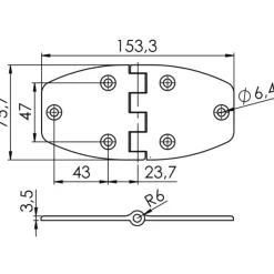 Sale Osculati Charnière inox 153 x 75 x 3,6 mm