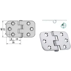 Osculati Charnière inox 70 x 38 x 2 mm