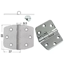 Osculati Charnière inox 74 x 60 x 2 mm