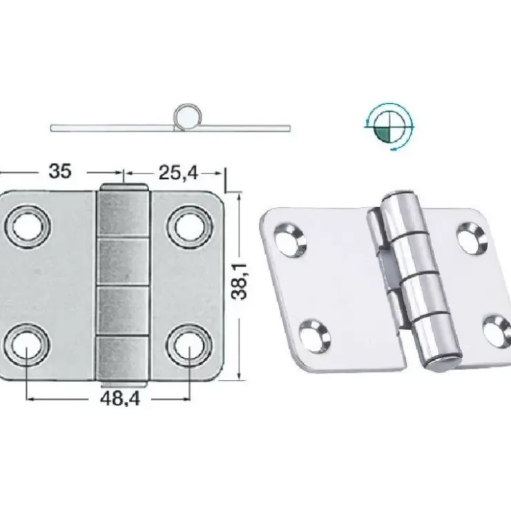Best Osculati Charnière inox 60 x 38 x 2 mm