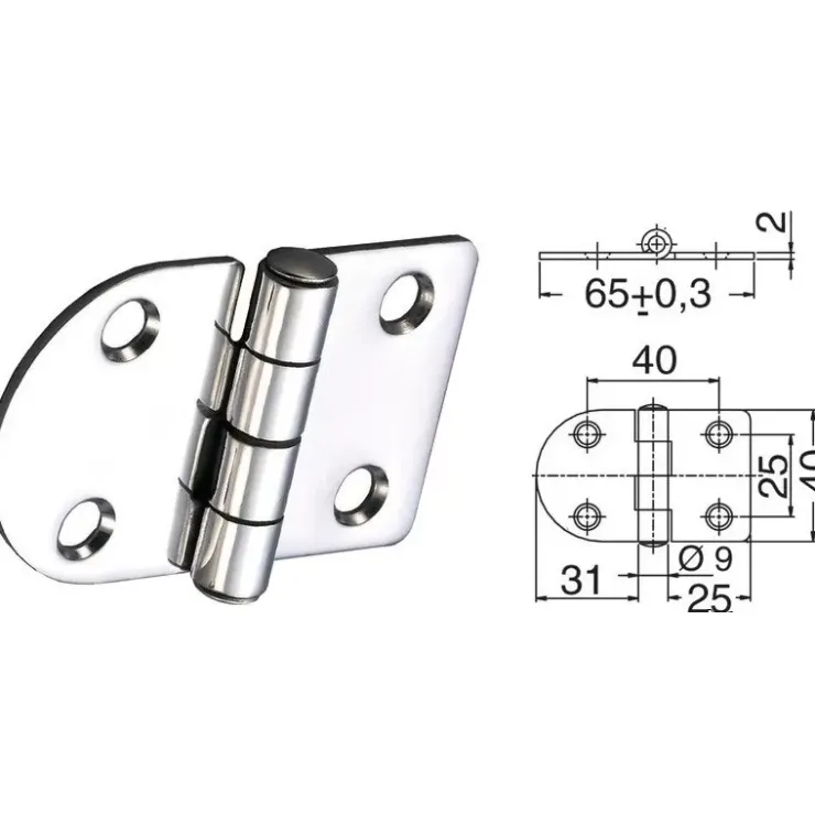 New Osculati Charnière inox 65 x 40 mm