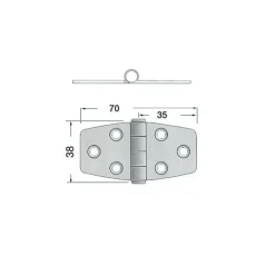 Discount Osculati Charnière inox 70 x 38 x 1,7 mm