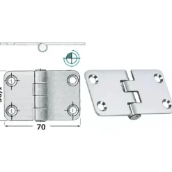 Best Osculati Charnière inox 70 x 38,1 x 2 mm