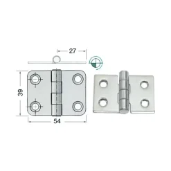 New Osculati Charnière inox 54 x 39 x 2 mm