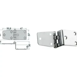 Hot Osculati Charnière inox déportée 98 x 37 mm
