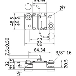 New Osculati Disjoncteur 50 à 250A filetage M10