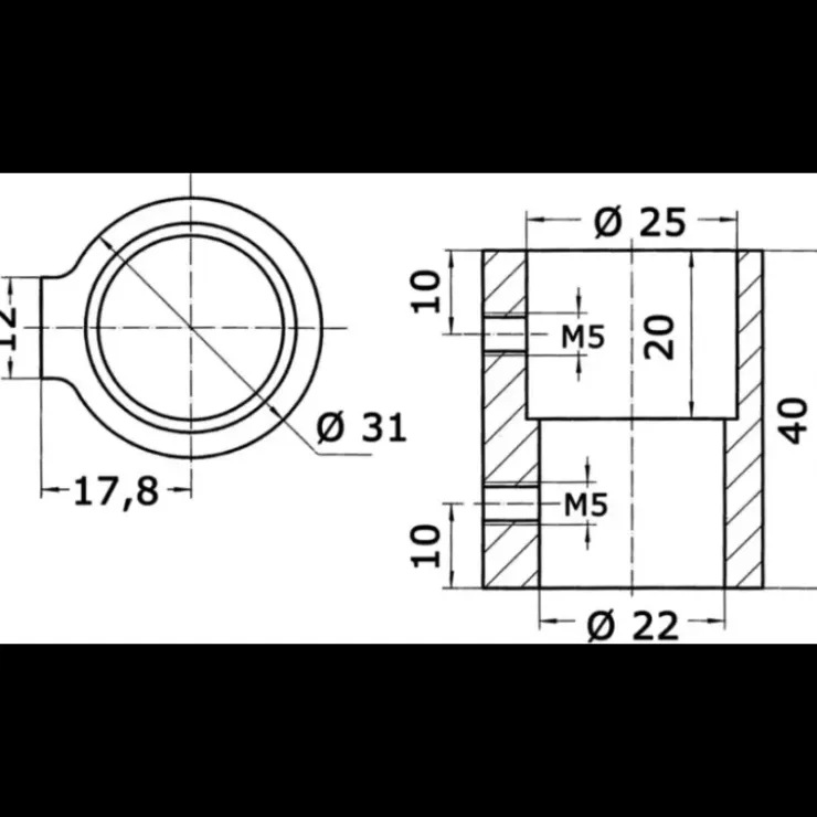 Clearance Osculati Manchon tube inox 22 / 25 mm
