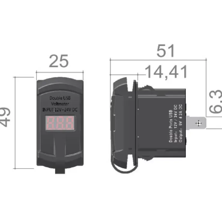 Outlet Osculati Prise double USB-A+C + voltmètre 12/24 V