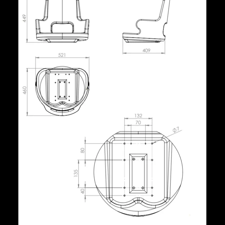 Osculati Siège pilote compact avec accoudoir