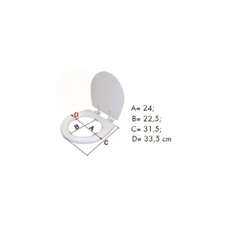 Discount Osculati Siège WC en bois laqué blanc, cuvette standard