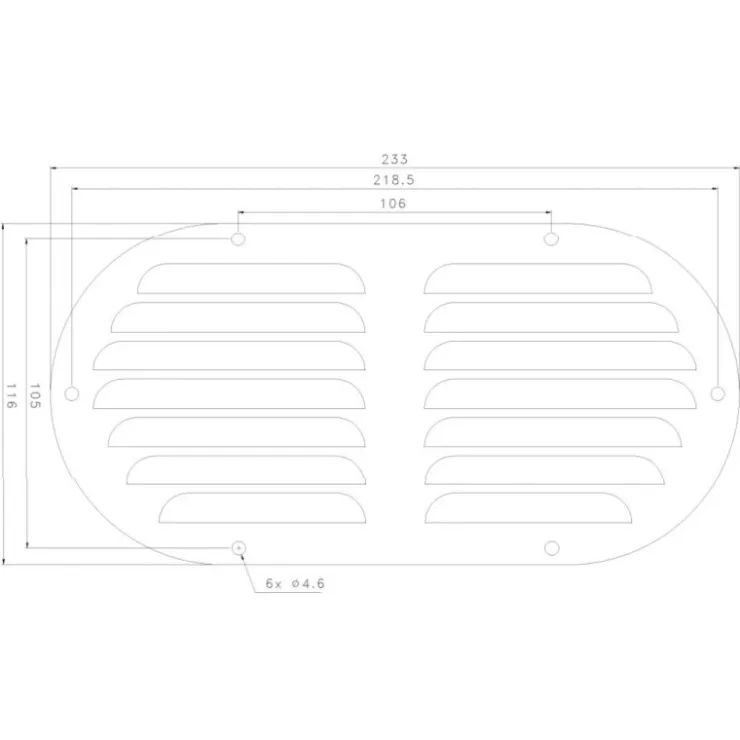 Discount Seaworld Grille aération inox oblongue 34 cm² | 233 x 116 mm