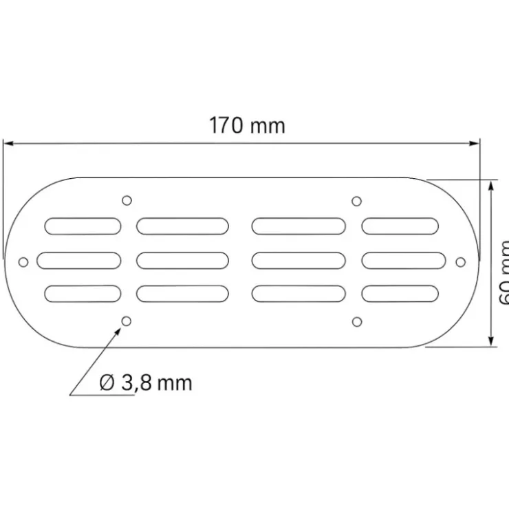 Discount Seaworld Grille d’aération inox oblongue | 170 × 60 mm