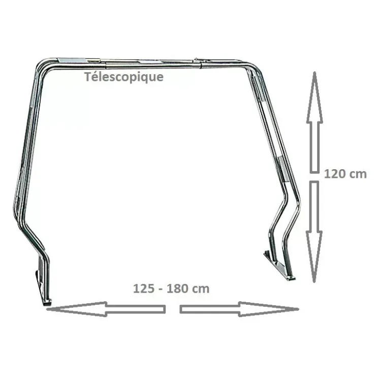 Osculati SEAWORLD Roll-bar rabattable L125 à 180 Inox ø 40