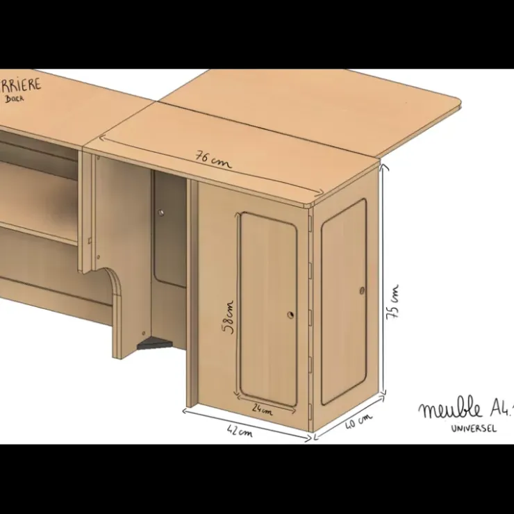 Clearance Simple Vans Meuble latéral avec table XL | VW T5/T6