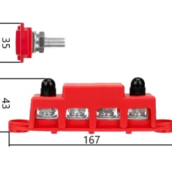 Sale Trem Busbar positif 250A - 4 x M10 | 4 x M4