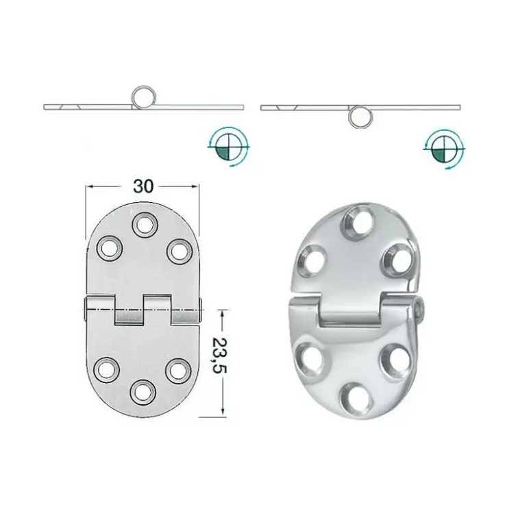 Trem Charnière inox 47 x 30 x 2 mm