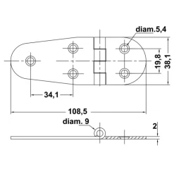 Discount Trem Charnière inox 109 x 38 x 2 mm