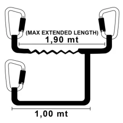 Hot Trem Longe double Segura élastique 1 à 1,90m | 3 mousquetons