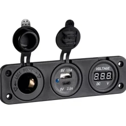 Trem Voltmètre + allume-cigare + double USB Type A+C